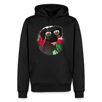 Wales - Männer Premium Bio Hoodie - Schwarz - Vorne - Nico (187cm)