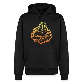 Beatmaker (Yellow) - Men’s Premium Organic Hoodie - black - Front - Nico (187cm)