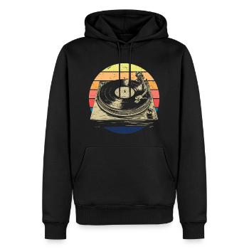 Schallplatte Vinyl Musik Plattenspieler retro - Männer Premium Bio Hoodie - Schwarz - Vorne - Nico (187cm)