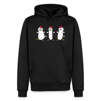 Crazy Chicken - Men’s Premium Organic Hoodie - black - Front - Nico (187cm)