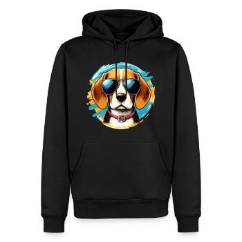 Beagle mignon portant des lunettes de soleil - Sweat à capuche Premium bio Homme - noir - Devant - Nico (187cm)