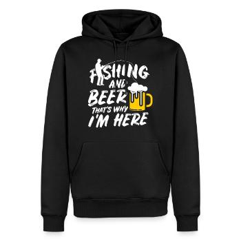 Fishing and Beer That's Why I Am Here - Men’s Premium Organic Hoodie - black - Front - Nico (187cm)