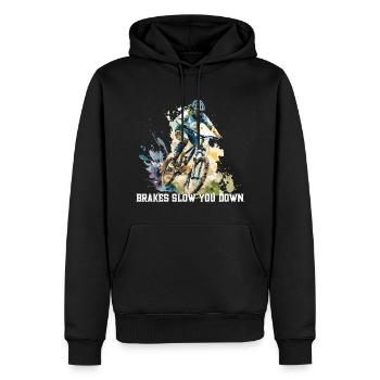 Mountainbike - Brake slow you down - MTB Downhill - Männer Premium Bio Hoodie - Schwarz - Vorne - Nico (187cm)