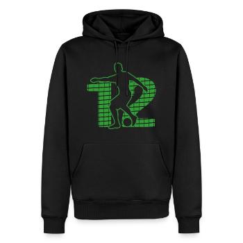 Sport de football Terrain de football Terrain de football n°12 - Sweat à capuche Premium bio Homme - noir - Devant - Nico (187cm)