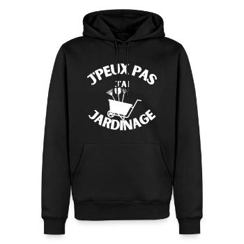 je peux pas j ai jardinage - Sweat à capuche Premium bio Homme - noir - Devant - Nico (187cm)