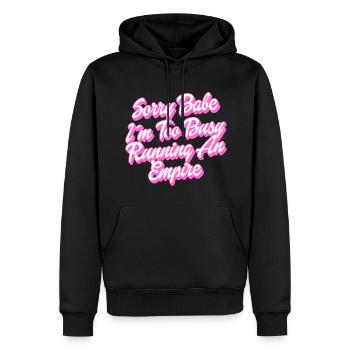 Busy Empire Runner | Farben änderbar - Männer Premium Bio Hoodie - Schwarz - Vorne - Nico (187cm)