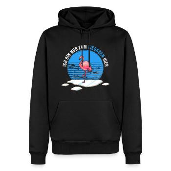 Winterbaden Winterbader-Flamingo geht Eisbaden - Männer Premium Bio Hoodie - Schwarz - Vorne - Nico (187cm)