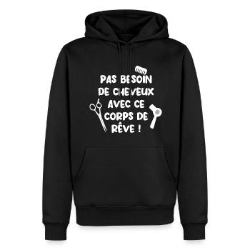Pas besoin de cheveux avec ce corps de rêve - Sweat à capuche Premium bio Homme - noir - Devant - Nico (187cm)