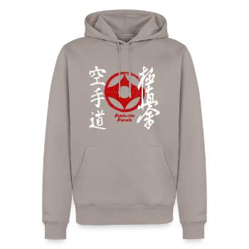Karaté Kyokushinkai Kanji Art Martial Japon - Sweat à capuche Premium bio Homme - taupe - Devant - Nico (187cm)