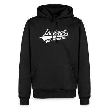 LANDWIRT AUS LEIDENSCHAFT BAUER - Männer Premium Bio Hoodie - Schwarz - Vorne - Nico (187cm)