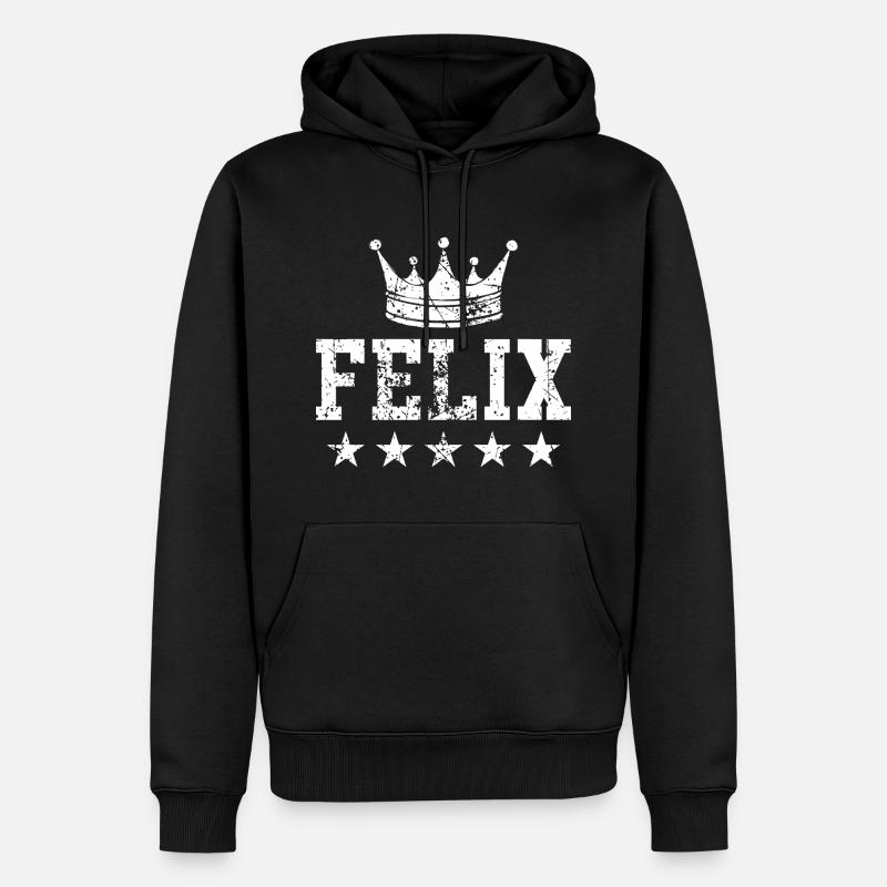 Felix mit Krone - Männer Premium Bio Hoodie - Schwarz
