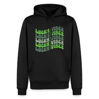 Lucky Vibes - St. Patrick's Day - Männer Premium Bio Hoodie - Schwarz - Vorne - Nico (187cm)