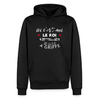 c'est moi le ROI de la clé à griffe - Sweat à capuche Premium bio Homme - noir - Devant - Nico (187cm)