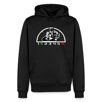 Yamaha R1 - Men’s Premium Organic Hoodie - black - Front - Nico (187cm)