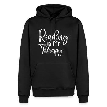 La lecture est ma thérapie - Sweat à capuche Premium bio Homme - noir - Devant - Nico (187cm)