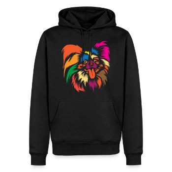 Netter Papillon Hund Regenbogen Grafik Tierliebhaber - Männer Premium Bio Hoodie - Schwarz - Vorne - Nico (187cm)