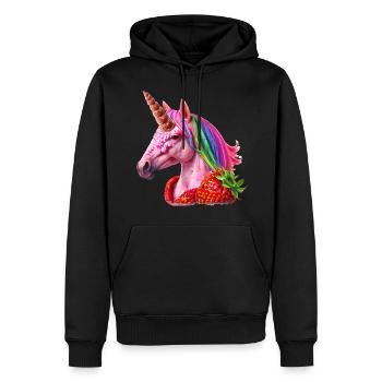 Conception de licorne fraise - Sweat à capuche Premium bio Homme - noir - Devant - Nico (187cm)