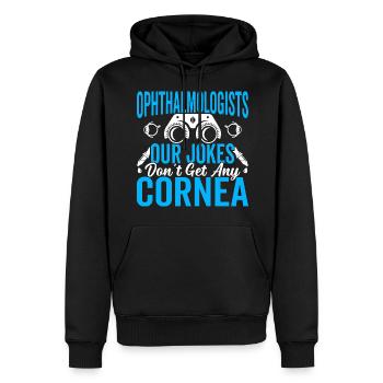 L’ophtalmologiste plaisante, n’a pas d’opticiens cornéens - Sweat à capuche Premium bio Homme - noir - Devant - Nico (187cm)