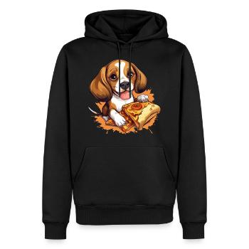 Pizza-loving beagle: irresistibly sweet - Men’s Premium Organic Hoodie - black - Front - Nico (187cm)