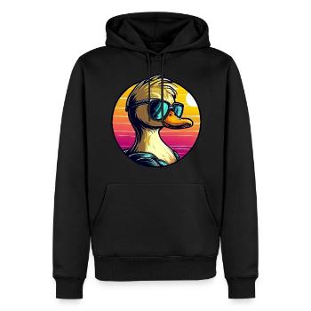 Cool duck - duck with sunglasses at the - Men’s Premium Organic Hoodie - black - Front - Nico (187cm)