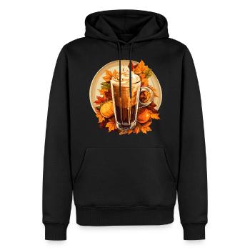 Café glacé automnal avec arôme de citrouille - Sweat à capuche Premium bio Homme - noir - Devant - Nico (187cm)