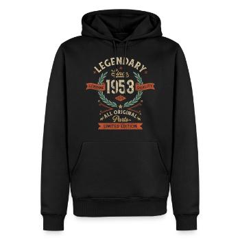 Légendaire depuis 1953, toutes les pièces d’origine - Sweat à capuche Premium bio Homme - noir - Devant - Nico (187cm)