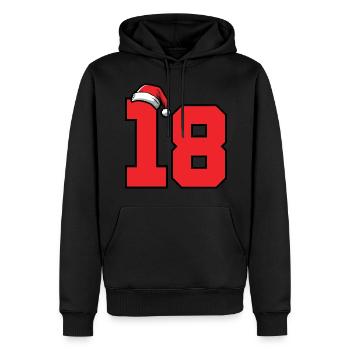 18 Numéro de Noël - Sweat à capuche Premium bio Homme - noir - Devant - Nico (187cm)