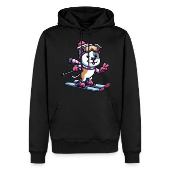 Winterfreude mit Staffordshire Terrier - Skifahren - Männer Premium Bio Hoodie - Schwarz - Vorne - Nico (187cm)