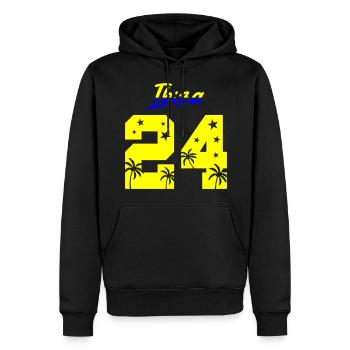 Ibiza 24 - Männer Premium Bio Hoodie - Schwarz - Vorne - Nico (187cm)