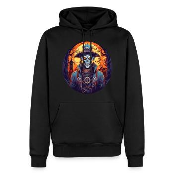 Gruseliges Halloween-partykostüm Voodoo-priester - Sweat à capuche Premium bio Homme - noir - Devant - Nico (187cm)