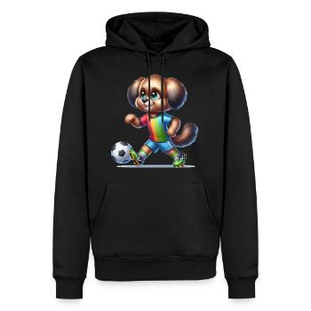 Chien de joueur de football mignon - Sweat à capuche Premium bio Homme - noir - Devant - Nico (187cm)