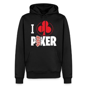 Ich Liebe Poker Mit Herz-Symbol - Männer Premium Bio Hoodie - Schwarz - Vorne - Nico (187cm)