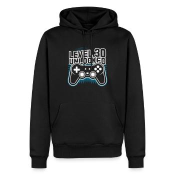Level 30 Freigeschaltetes Geschenk zum 30. Geburtstag - Männer Premium Bio Hoodie - Schwarz - Vorne - Nico (187cm)
