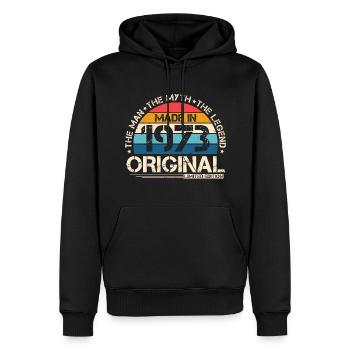 1973 Vintage Born Man Myth Legend - Sweat à capuche Premium bio Homme - noir - Devant - Nico (187cm)