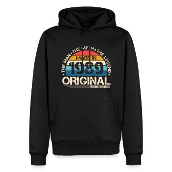 1989 Vintage Born Man Myth Legend - Sweat à capuche Premium bio Homme - noir - Devant - Nico (187cm)