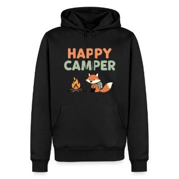 Happy Camper Fox au feu de camp - Sweat à capuche Premium bio Homme - noir - Devant - Nico (187cm)