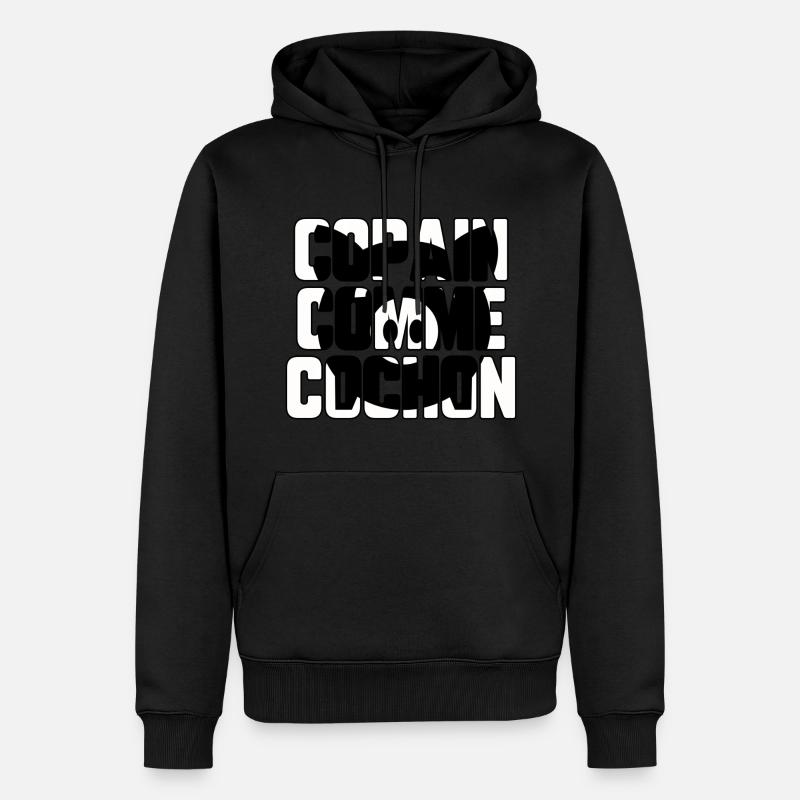 Copain comme cochon - Sweat à capuche Premium bio Homme - noir