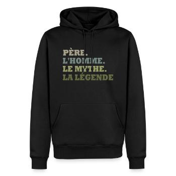 Cadeau pour Père l'homme, le mythe, la légende. - Sweat à capuche Premium bio Homme - noir - Devant - Nico (187cm)