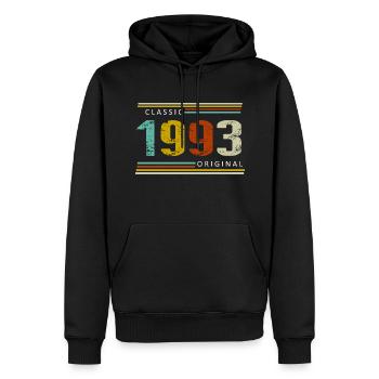 Geburtstag, Classique de 1993 Original, Rétro - Sweat à capuche Premium bio Homme - noir - Devant - Nico (187cm)