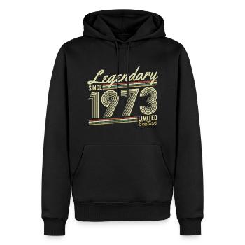 Legendary since 1973 - Men’s Premium Organic Hoodie - black - Front - Nico (187cm)