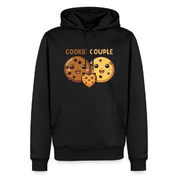 Cookie Love Duo - Doux rires ensemble - Sweat à capuche Premium bio Homme - noir - Devant - Nico (187cm)