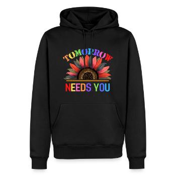 Tomorrow Needs You - Mental Health - Männer Premium Bio Hoodie - Schwarz - Vorne - Nico (187cm)