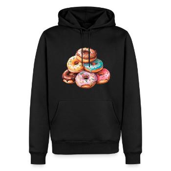 Berg Donuts | Donut Mountain - Männer Premium Bio Hoodie - Schwarz - Vorne - Nico (187cm)