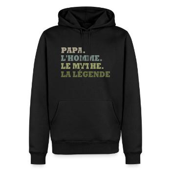 Cadeau pour Papa l'homme, le mythe, la légende. - Sweat à capuche Premium bio Homme - noir - Devant - Nico (187cm)