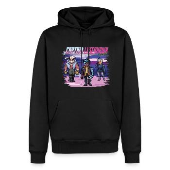 Captain Laserhawk The Team In Pixel Design - Men’s Premium Organic Hoodie - black - Front - Nico (187cm)