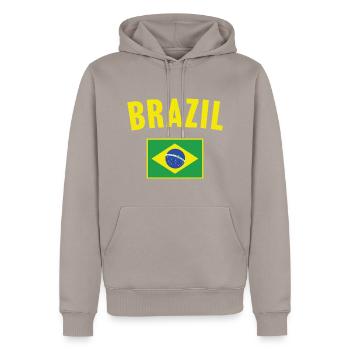 Brazil Flag - Men’s Premium Organic Hoodie - taupe - Front - Nico (187cm)