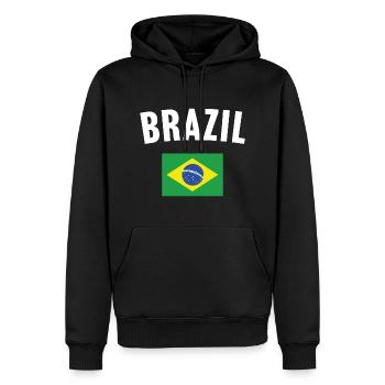 Brasilien Flagge - Männer Premium Bio Hoodie - Schwarz - Vorne - Nico (187cm)