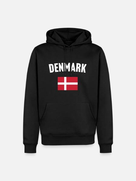 Danmarks flag - Herre Premium økologisk hoodie - sort