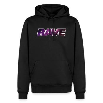 RAVE - Männer Premium Bio Hoodie - Schwarz - Vorne - Nico (187cm)