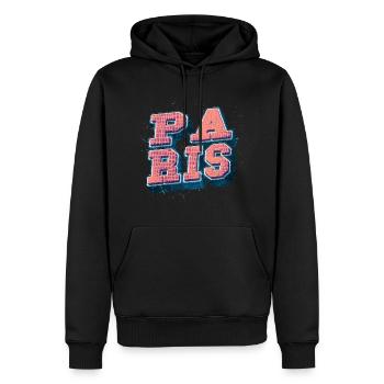 Paris France City Font Vintage Rétro - Sweat à capuche Premium bio Homme - noir - Devant - Nico (187cm)